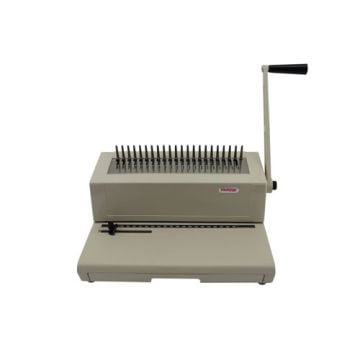 Tamerica 190PB Manual Plastic Comb Binding Machine with a lever handle and comb punching mechanism, designed for office use in binding documents.
