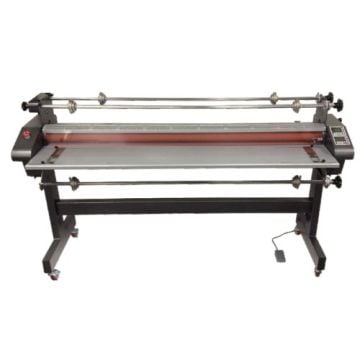 A Tamerica TCC1655-HC 65" Wide Format Hot And Cold Laminator, featuring a large laminating surface and adjustable settings for both hot and cold lamination tasks.