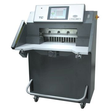 A Challenge Titan 200 TC 20" Hydraulic Programmable Cutter with Light Beams and Colored Touch Screen designed for precise cutting and easy operation.