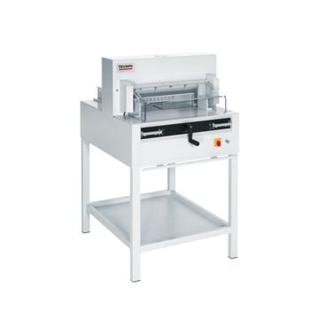 Triumph 4850 18.625" Electric Paper Cutter with Digital Display, featuring a sturdy stand and precision cutting mechanism.