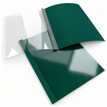 Green Linen Thermal Binding Utility Covers (Clear Gloss Front) - 100pk Image 1