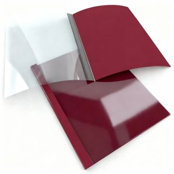 Maroon Linen Thermal Binding Utility Covers (Clear Gloss Front) - 100pk Image 1