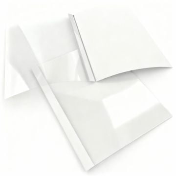 White Linen Thermal Binding Utility Covers (Clear Gloss Front) - 100pk Image 1