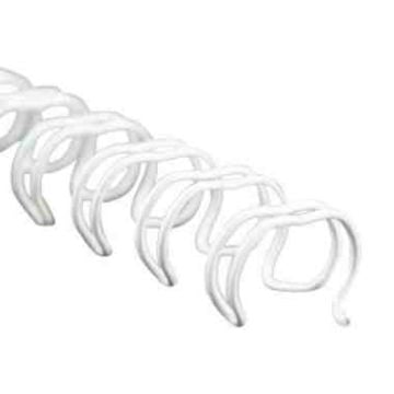 A close-up of a stack of White Spiral-O 19 Loop Wire Binding Combs, showcasing their smooth, uniform design and flexible loops.