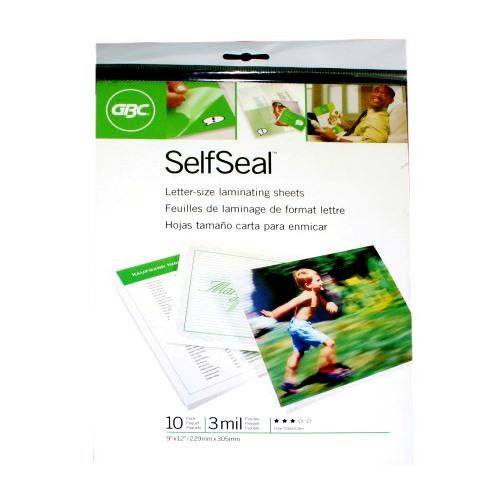 A package of self seal letter size laminating sheets