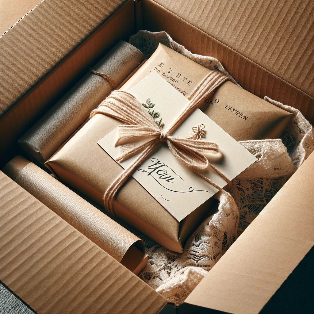 Square gifts wrapped in minimalist ecofriendly packaging.