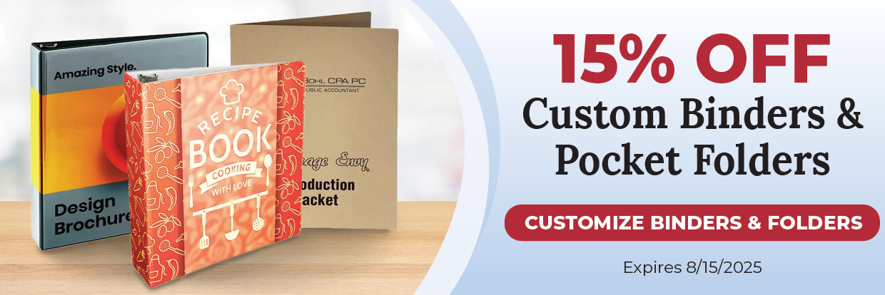 15% Off Custom Binders & Custom Pocket Folders