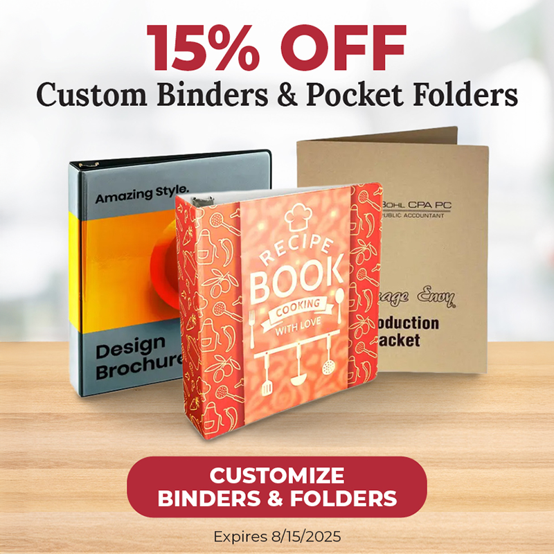 15% Off Custom Binders & Custom Pocket Folders