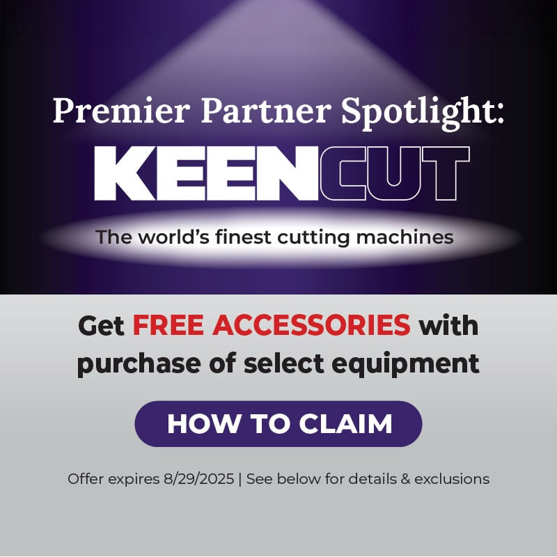 Premier Partner Spotlight: Keencut. Get free accessories with purchase of select equipment.