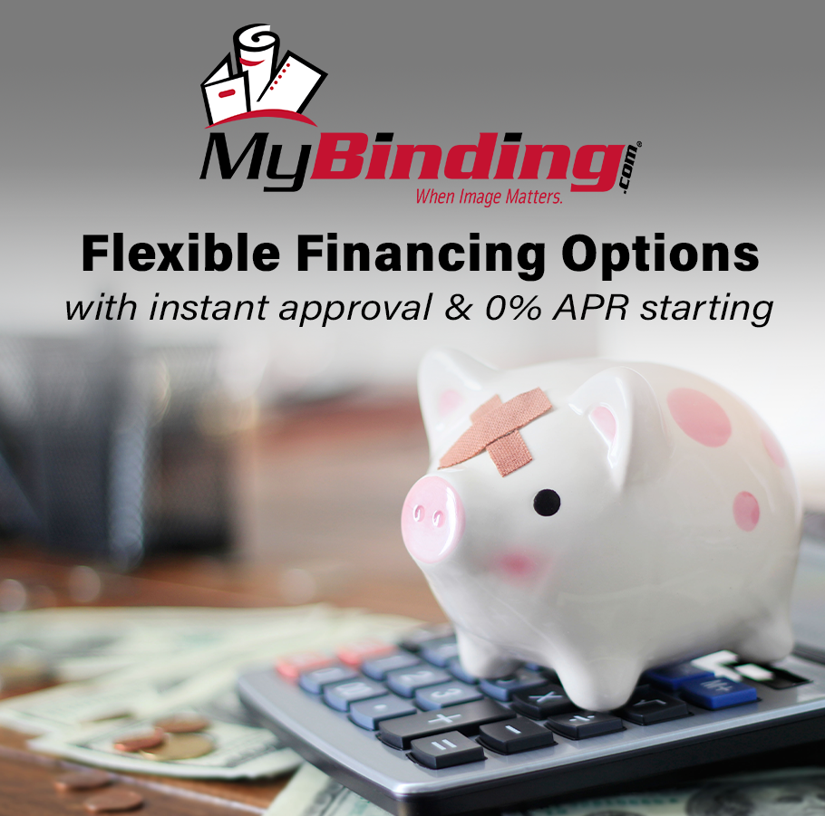 Mybinding.com's flexible financing options with instant approval & 0% APR starting