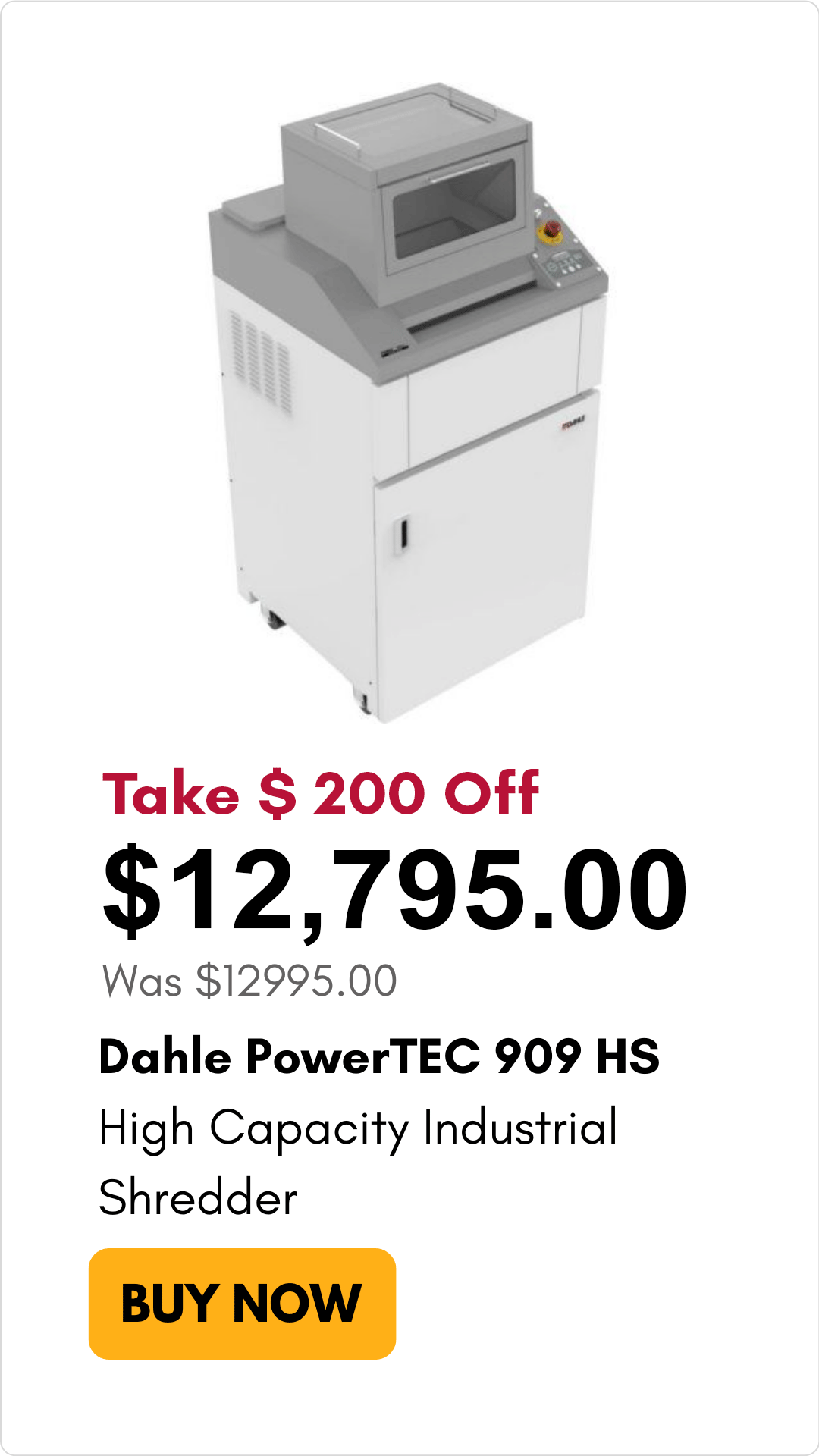 Dahle PowerTEC 909 HS High Capacity Industrial Shredder on sale for $200 off