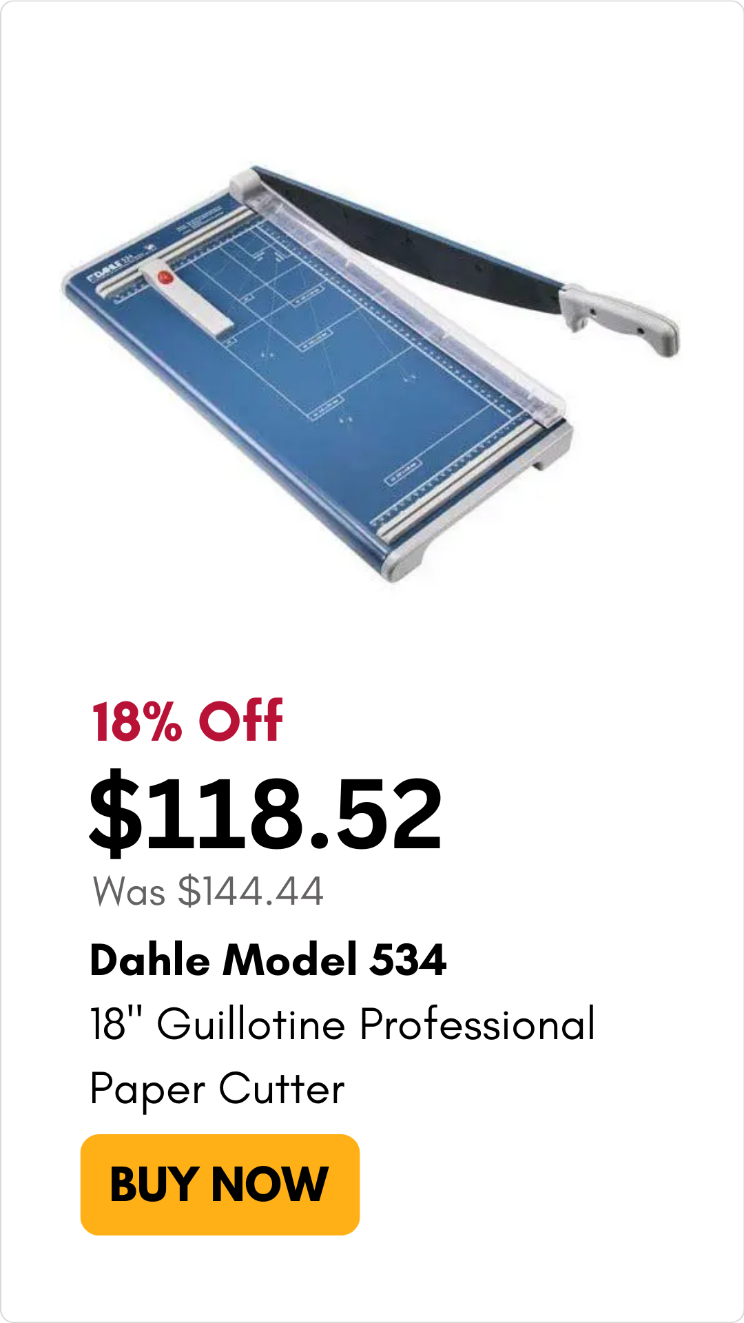 Dahle Model 534 Professional 18 Inch Guillotine Paper Cutter