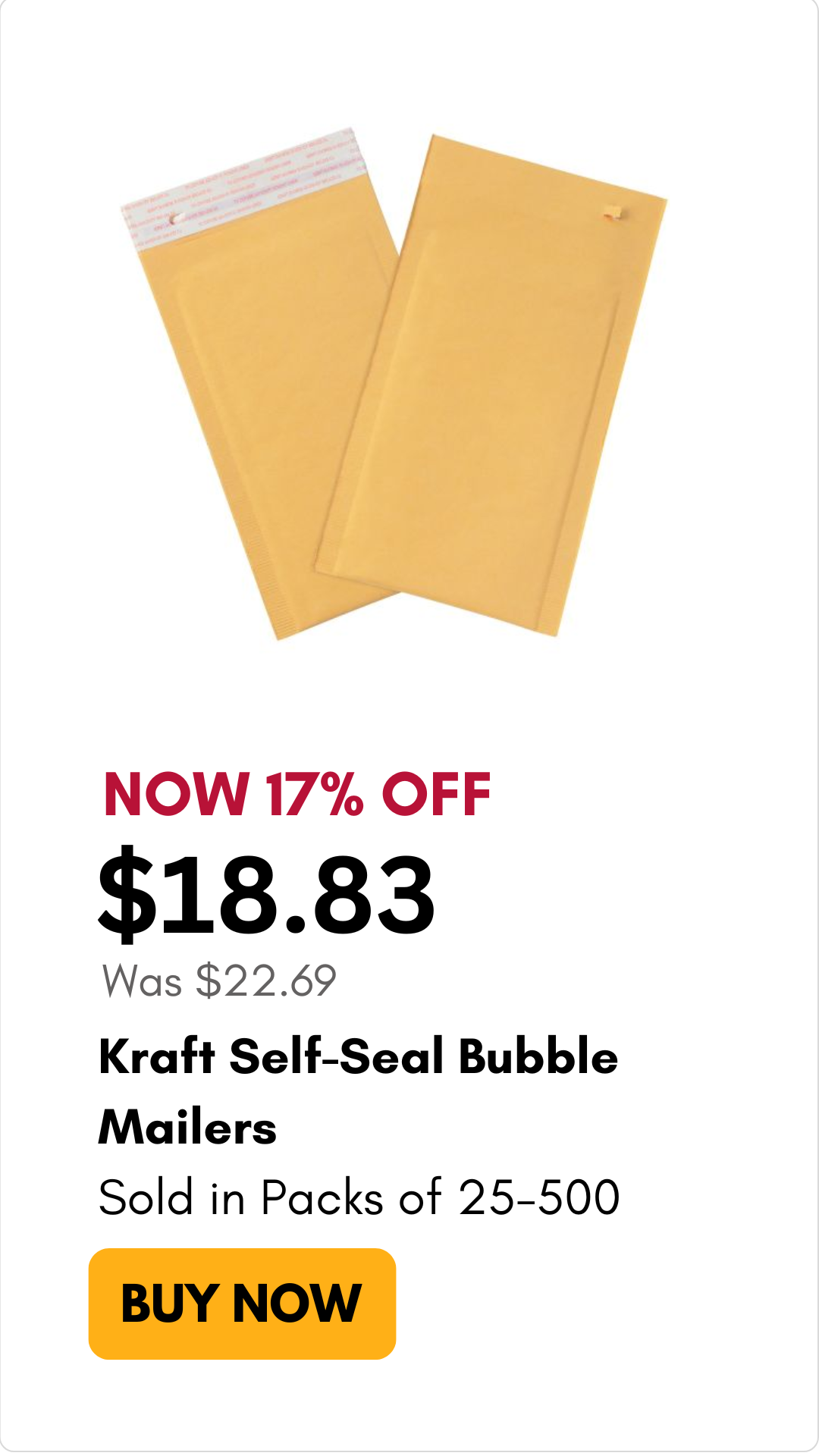 Kraft Self-Seal Bubble Mailers on sale for 17% off on mybinding.com