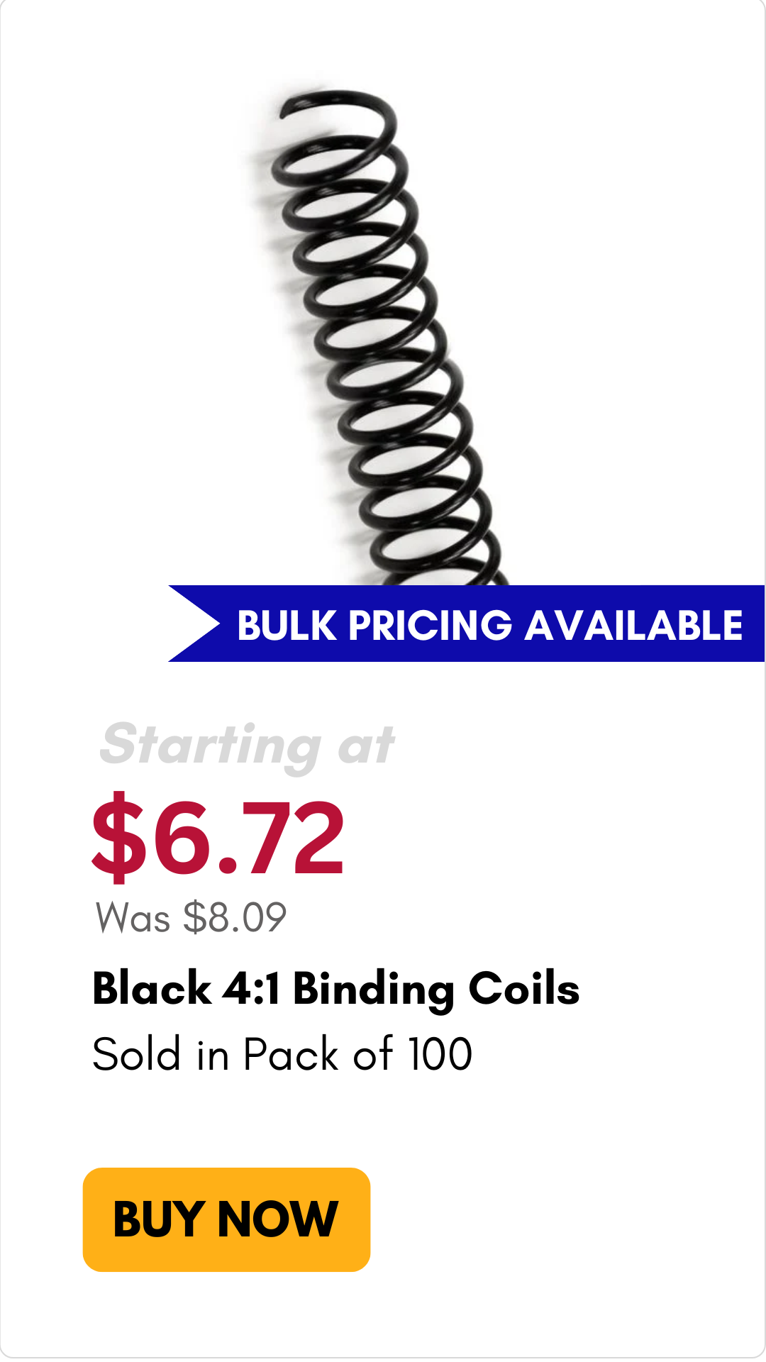 Black 4:1 Pitch Plastic Spiral Binding Coil