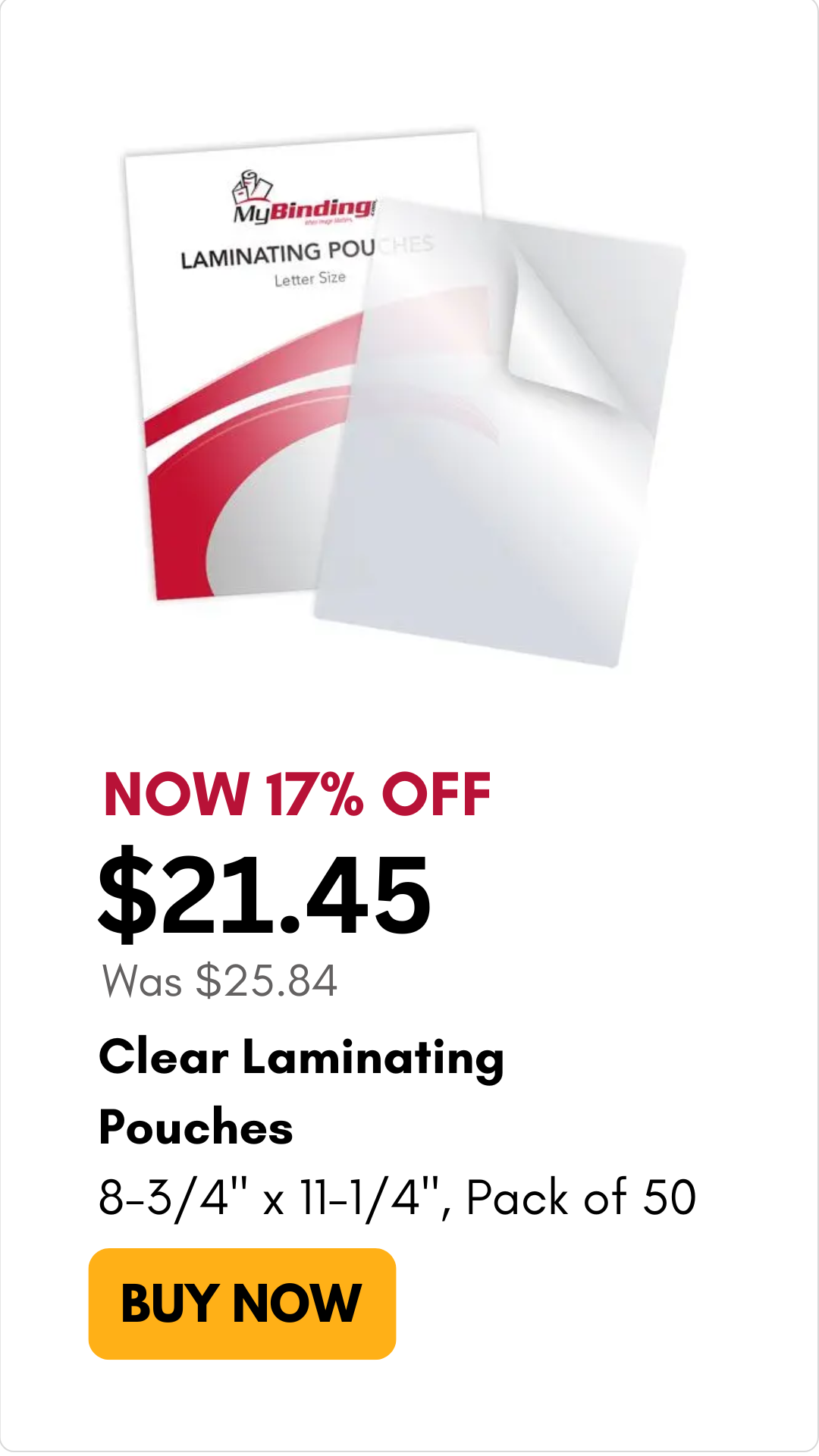 Clear Laminating Pouches letter size on sale for 17% off on MyBinding.com