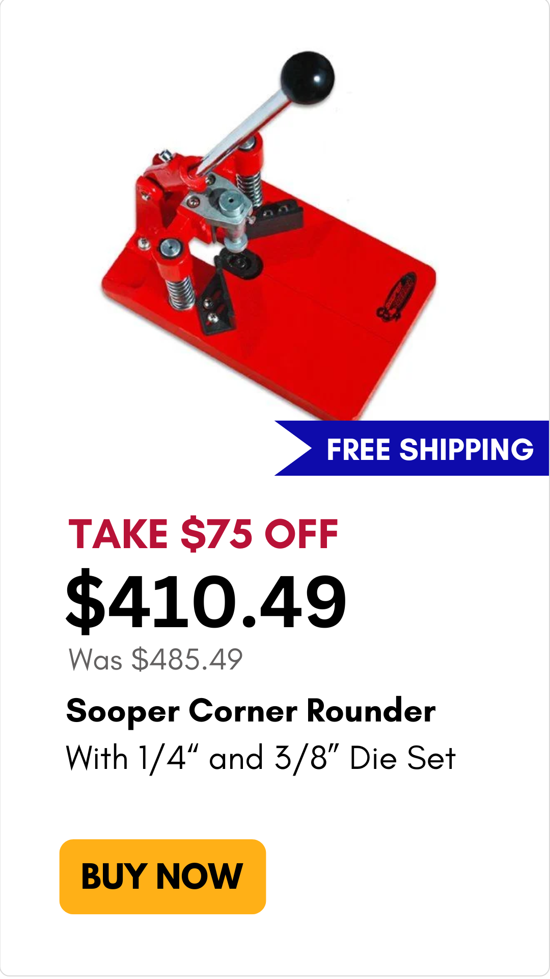 Sooper Corner Rounder with 1/4" and 3/8" die set on sale for $75 off on mybinding.com