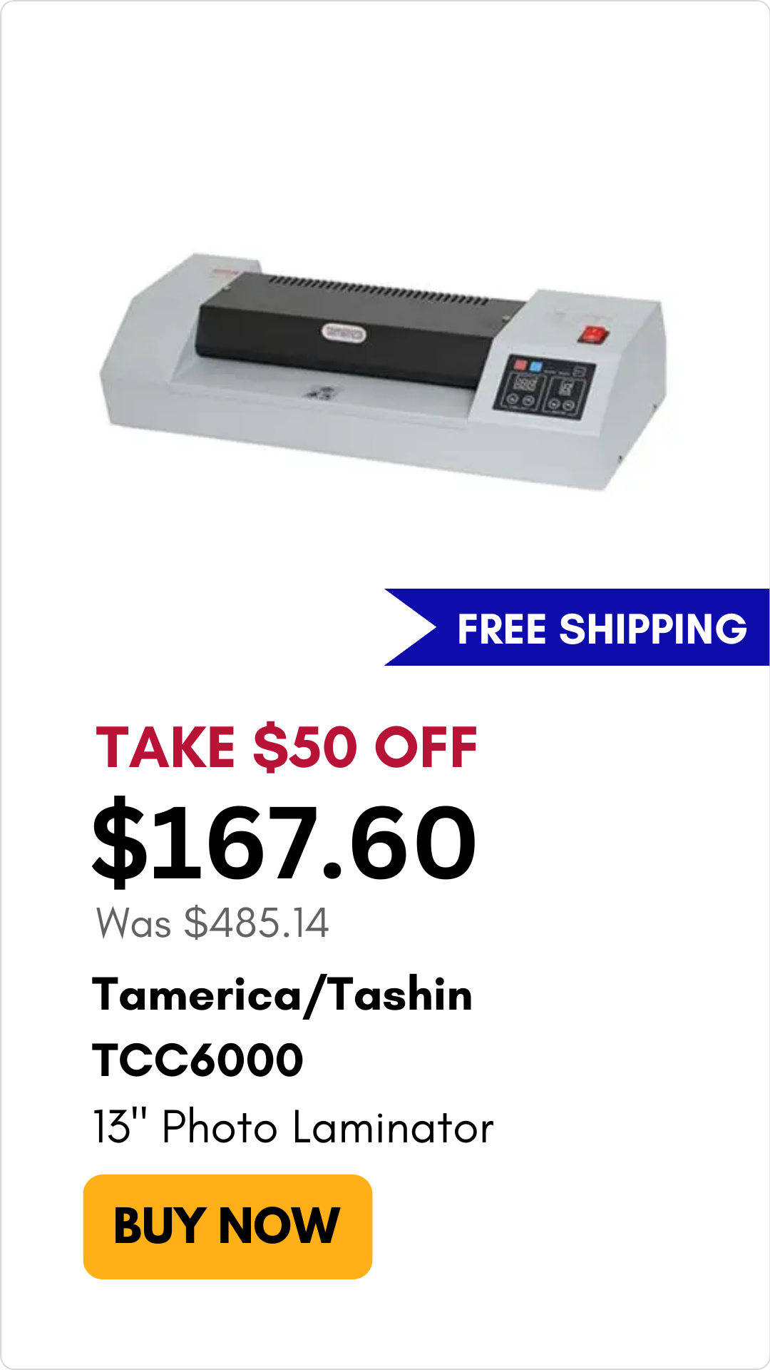 Tamerica / Tashin TCC6000 13" Professional Photo Laminator on sale for 18% off and free shipping!