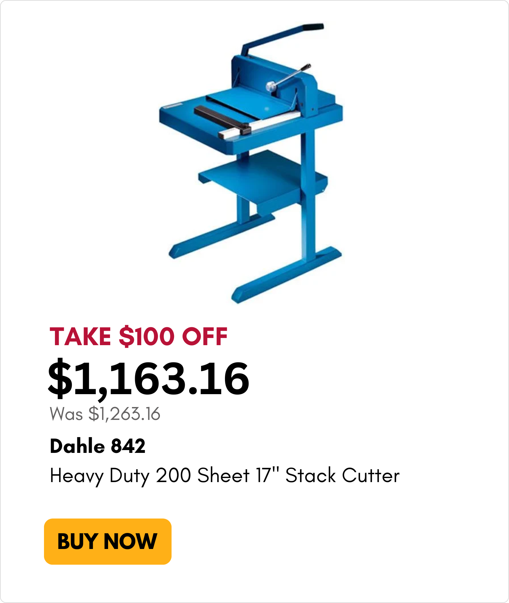 Dahle 842 Heavy Duty 200 Sheet 17-Inch Stack Cutter on sale for $100 off on MyBinding.com