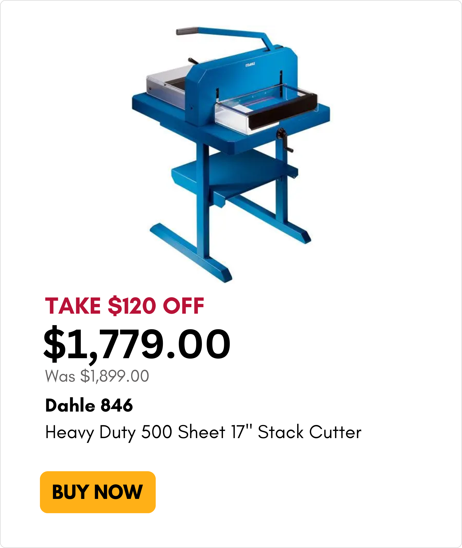 Dahle 846 Heavy Duty 500 Sheet 17-Inch Stack Cutter on sale for $120 off on MyBinding.com